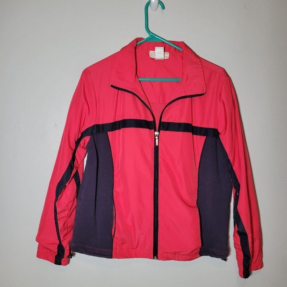 Chadwicks Womens Coat  Mid Length  Pockets Zip Up  Pink Blue